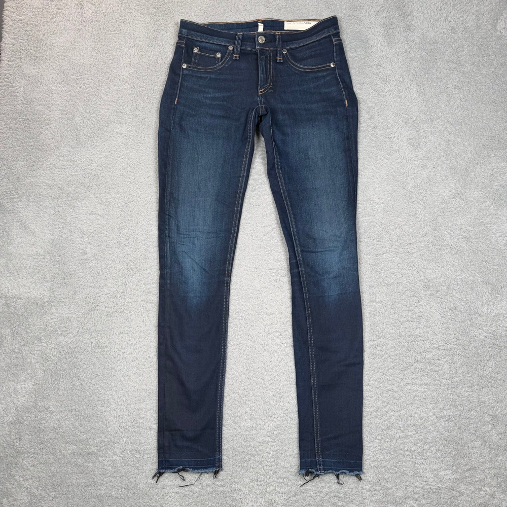 Rag & Bone Skinny Jeans‎ Dearborn Dark Indigo Raw Hem W1502K089DEA Womens 26